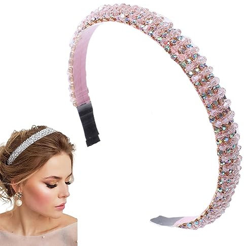 Traziewell Cerchietti per capelli per ragazze con strass per donne fasce per capelli rosa per lavare il viso festa matrimonio 2209