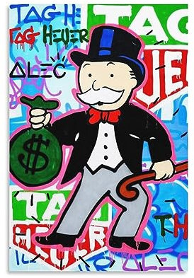 ALEC Monopolys Holding Money Wandkunst Bild Gemälde Poster Leinwand Druck Poster Kunstwerke Raumdekor 30 x 45 cm