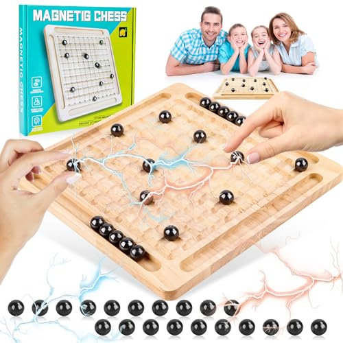 Schachbrett Magnetisch,Magnetisches Schachspiel,Tragbares Magnet Steinbrett,Magnetic Chess Game,Magnetisches Stein Brettspiel,Magnetisches Kinderschach Spielzeug,Puzzle Checkers Spiel (2)