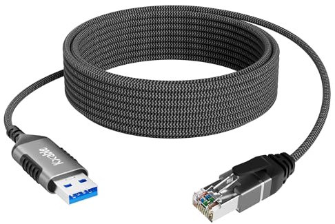 Cavo sottile da USB a Ethernet, 1,8 m, USB 3.0 A a RJ45, cavo sottile, collegato direttamente, in alluminio, intrecciato, OFC, cavo di rete USB a RJ45 Gigabit LAN per laptop, PC, switch e altro, OD: