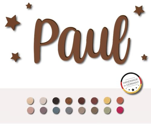 Individueller 3D Schriftzug aus Holz mit Kleberückseite für Kinderzimmer, Wohnzimmer, Büro, Küche, Flur - personalisierbar - Türschild mit Namen - Wanddeko (nuss)