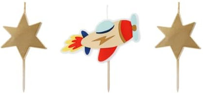 Set 3 Kerzen Flugzeug Sterne Kuchendeko Flugzeug Geburtstag Junge Cake Topper Tortenstecker Cupcake Muffin Kindergeburtstag Geburtstag Kinder
