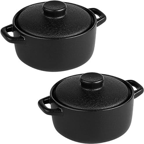 Ramekins with Lid - Ramikin Set for Creme Brulee Souffle Dipping Sauces Ceramic Food Storage Containers Great for Leftovers Oven Proof Dishes for Air Fryer 200/300/550ml (200ml,2pcs)