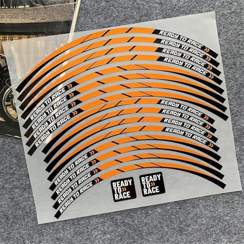 ZWBHNB Adesivo per Bordo Ruote Moto da Corsa Ruota Adesivo Mozzo Cerchi Decal Nastro Riflettente della Banda per KTM 125 EXC 125/250/300/350/450/500 Decalcomanie per Ruote(2)