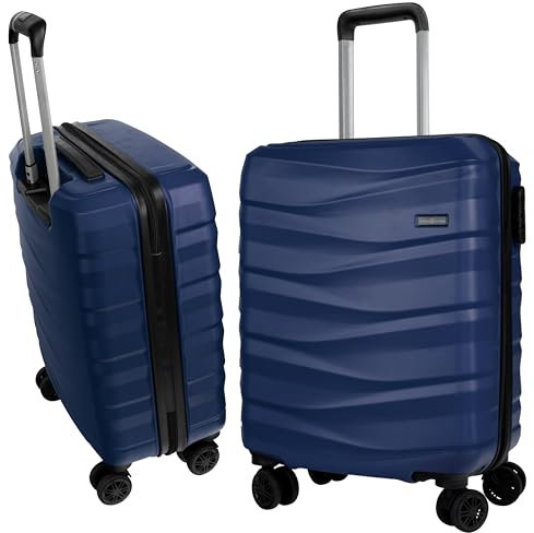 HANSEKOFFER Hartschalenkoffer groß · Koffer XL · Reisekoffer mit Rollen · Trolley mit Teleskopgriff · Leicht · Rollkoffer mit Zahlenschloss · Marineblau