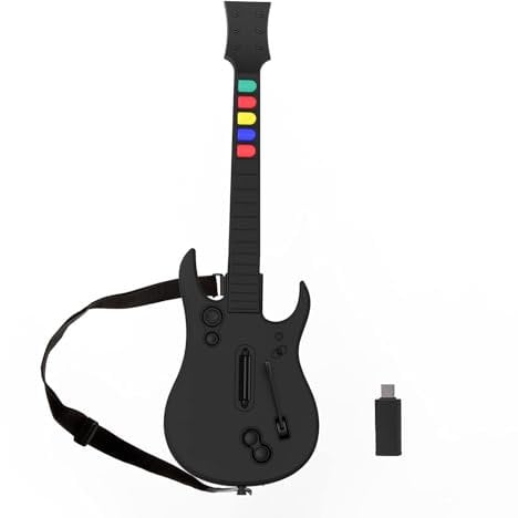 DOYO Gitarren Controller für PC und PS3 – Guitar Hero Gitarre mit Riemen, Ideal für Guitar Hero, Clone Hero und Rock Band Spiele – Hochwertiger Zubehör für Guitar Hero PS3 und PC (5 Tasten Schwarz)