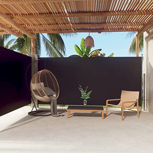 Iiaky Seitenmarkise Ausziehbar Schwarz 180x600 cm Balkon Sichtschutz Sonnenschutz Terrasse Sichtschutz FüR Den Garten Senkrechtmarkise AußEn