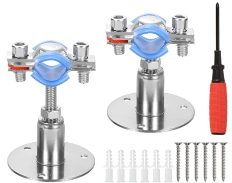 QUARKZMAN 2 Stück Rohrhalterung, Edelstahl Wand- und Deckenhalterung Rohrschellen Schlauchschellen, Höhenverstellbar 30-50mm für Außendurchmesser Rohr 15-19mm
