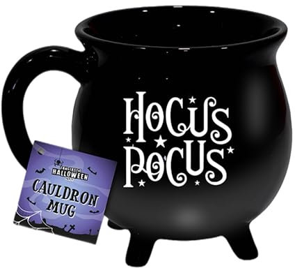 eBoutik - Witches Cauldron Mug for Halloween - Autumn Coffee Ceramic Cup in a Spooky Witch Theme Shapre for Hot & Cold Drinks (Pocus)