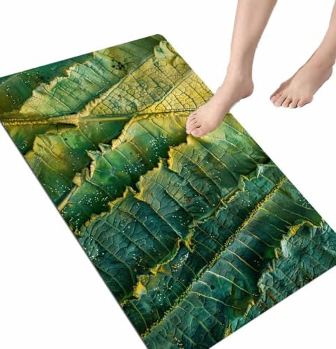 Badematte Rutschfester Leaf, Badezimmerteppich Groß Bad Teppich, Duschvorleger Schnell Trocknend, Badvorleger Badteppich Rutschfest, Supe Saugfähig Badematte Stein, Stone Bath Mat 160x230 cm 719