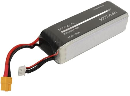 Batterie Lipo 4S 14.8V 5000mAh, Batterie D'hélicoptère RC Compatible avec Flywing FW450 V3