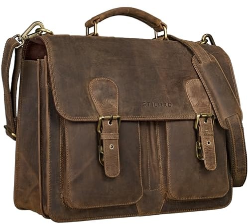 STILORD Denver Borsa Ventiquattrore Uomo Pelle Vintage marrone-medio Borsa Porta Pc 15,6 pollici Borsa da Lavoro Uomo Cuoio autentico Borsa Pelle Grande
