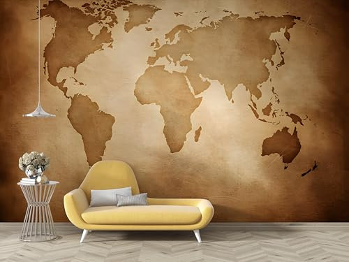 dyausi Papier Peint Carte du Monde, Papier Peint Panoramique Vintage Autocollant, Grand Poster Mural Décoration pour Salon, Chambre, 400x280cm - B2