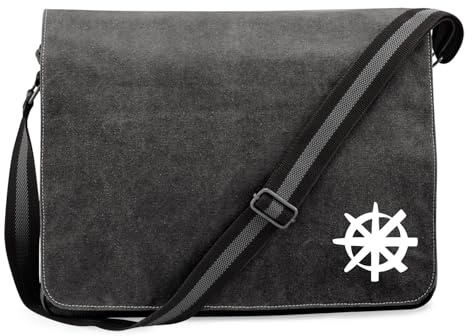 Huuraa Umhängetasche Dharma Rad Yoga Geschenk | Messenger Bag mit Schultergurt 14 Liter Schultertasche Canvas Laptoptasche Geschenkidee Crossbody Tasche