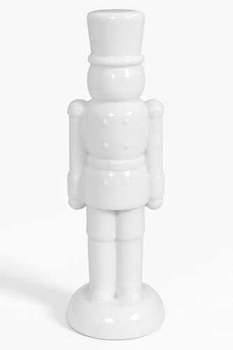 Riffelmacher Deko Nussknacker Porzellan weiß glänzend | 30x9,3 cm | Edle Weihnachtsfigur | Modern klassisch Deko Weihnachten | 16484