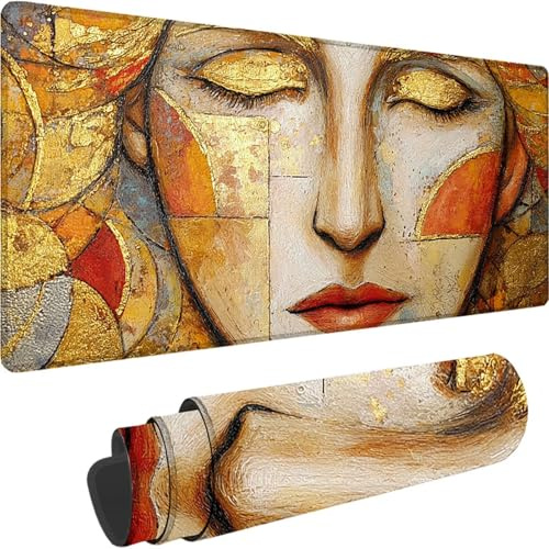 Jaune Tapis de Souris Gamer, Grand Tapis de Souris XXL 600x300x3 mm, Portrait Mouse Pad Gaming Accessoire Lavable, Caoutchouc Antidérapante Mousepad Haute Précision et Vitesse pour Gamer Bureau w-1635