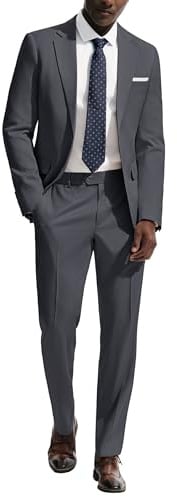 PJ PAUL JONES Herren Anzug 2 Teilig Slim Fit Modern Suits | Klassisch Einfarbig Herrenanzug | Anzug-Set für Business Smoking Party | Sakko Hose Hochzeitsanzug mit 2 Knöpfe