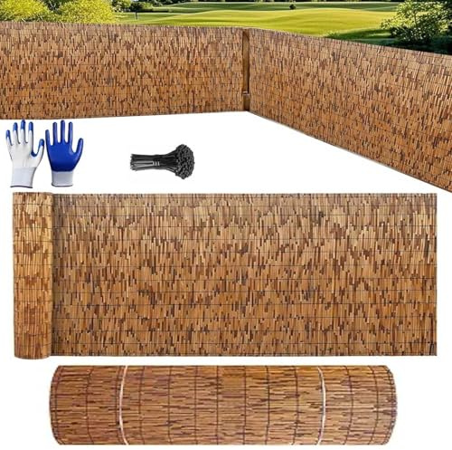 Canisse En Roseau Naturel Brise Vue Jardin Canisse Bambou 1m 1m50 1m80 Hauteur Rouleaux De Clôtures En Roseau Pour L'extérieur Canisse Bambou Écran De Confidentialité Décorative(H120xL1000cm)