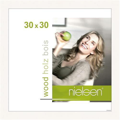 nielsen Holz Bilderrahmen Essential, 30 x 30 cm, Weiß | Holz Rahmen im Hoch- & Querformat zum Aufhängen Weiß matt Echtglas