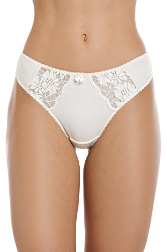 Camille Womens Three Pack Classic Lace Thong - Delicate Floral Lace Side Panels with Pretty Centre Bow - Comfortable and Breathable Lace Underwear