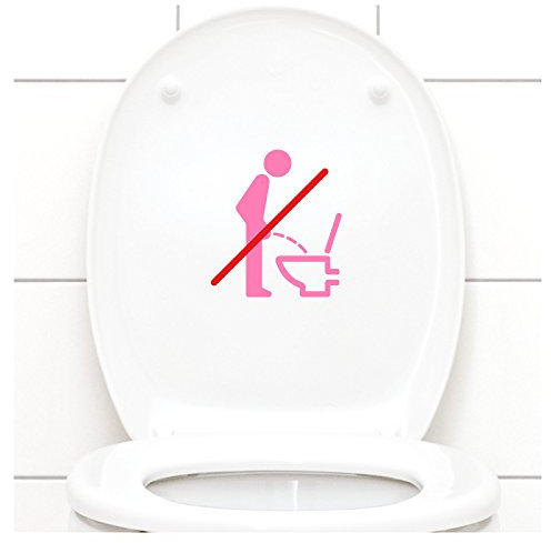 Grandora WC Deckel Sticker - Bitte im Sitzen pinkeln Schild I Hellrosa 11 x 12 cm I Piktogramm WC Bad Badezimmer Toilette Klodeckel Aufkleber W733