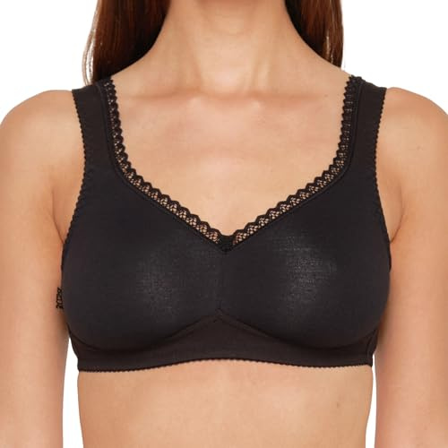 SUSA Baumwoll BH Damen ohne Bügel Organic Cotton, Damen-BHs mit vorgeformten Cups, Optimaler Halt, Gepolsterte Träger