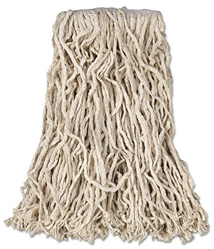 Economy Cut-End Cotton Wet Mop Head, 16oz, 1 Band, White, 12/Carton