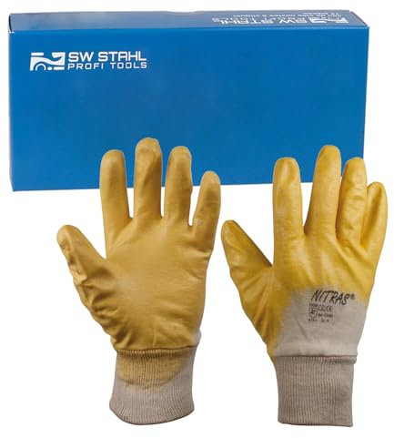 SW-Stahl nitrilo Guante algodón, grandes 10, Amarillo, 11502l