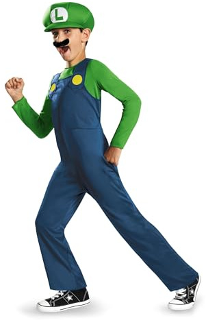 Disguise Nintendo Luigi Costume for Kids, Officially Licensed Super Mario Brothers Boys Costume, Child Size (4-6)