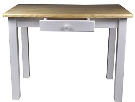 Magnetic Mobel Table à Manger Rectangulaire en Bois de Pin Massif (70x110x78 cm), Pin laqué, Blanc, 4-6 Personnes, Extensible, avec Tiroir, Livraison 3-4 Semaines
