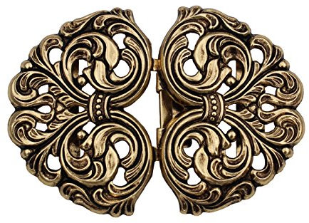 Hartmann-Knöpfe wunderschöne gold antik Trachtenschliesse, Schürze Dirndl Tracht Schließe Schnalle Metall 58mmx42mm made in Germany (1 Stück)