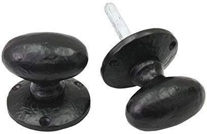 Cast Door Knob Black - Oval - Solid CAST Iron Handles