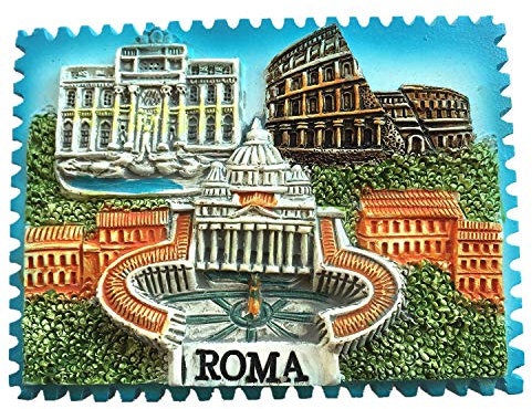 3 Attractions of Rome Italy Stamp Style 3D Fridge Magnet Souvenir Gift,Home & Kitchen Decoration Magnetic Sticker Roma Italy Refrigerator Magnet