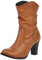 Jamron Mujer Elegante Tacón de Bloque Sin Cordones Botas de Pantorrilla Fruncidas Mullido Botas Holgadas Marrón SN02816 EU37