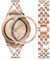 DEALELE Bracelet compatible avec Samsung Gear Sport/Galaxy Watch 42 mm/Galaxy 4 Classic (42 mm), 20 mm - Bracelet de luxe en métal avec strass et bague de rechange pour homme et femme, Or rose., 20mm,