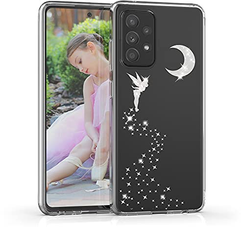 kwmobile Hülle kompatibel mit Samsung Galaxy A52 / A52 5G / A52s 5G - Handyhülle Silikon Case - Fee Glitzer Silber Transparent