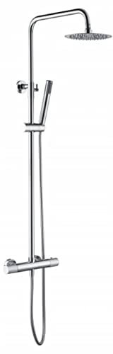 IMEX - Conjunto Columna de bañera y ducha - Barra de ducha Elegir entre grifería termostática o grifería monomando - Serie Line Cromado/plateado - Monomando - BDD038
