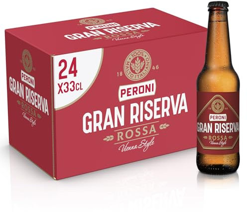 Peroni Birra Gran Riserva Rossa, Cassa Birra con 24 Birre in Bottiglia da 33 cl, 7.92 L, Birra Rossa Tipo Vienna Style dal Gusto Corposo con Aroma di Malto e Caramello, Gradazione Alcolica 5.2% Vol