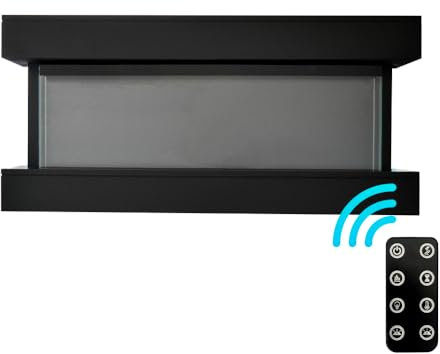 Tempo Style - Elektrokamin ALARO | Wandkamin Einbaukamin | Umluftofen 750 W/1500 W, geringer Stromverbrauch, mit Fernbedienung, Timer, Dekoration von Baumstämmen und Kristallen (Schwarz, 110 cm)