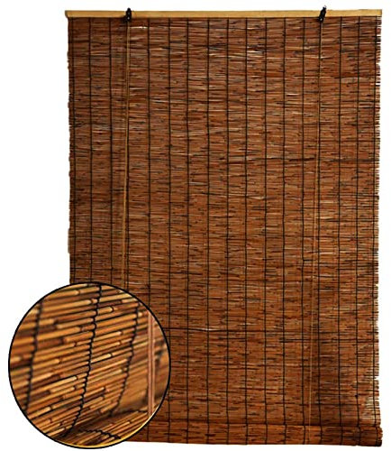 Yufenj Store enrouleur filtrant la lumière, rideau à roseaux, rétro en bambou, intimité, ventilation, tissé à la main, pour terrasse extérieure, jardin/balcon/fenêtre (Dimensions : 61 x 183 cm)