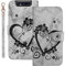 Bartern Handyhülle für Samsung Galaxy A80 Klappbar,Herz(Liebe)+ Blumen Samsung A80 Hülle,PU Leder Wallet Schutzhülle Tasche Klapphülle mit Kartenfach Magnetverschluss Standfunktion,Schwarz