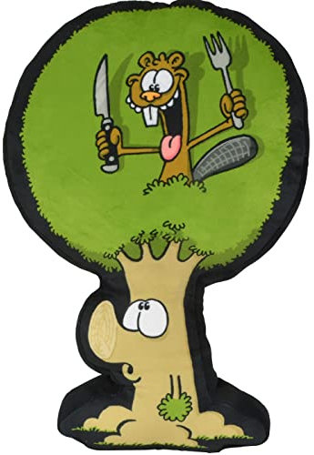 United Labels Ralph Ruthe Kissen, Kopfkissen 51x31 cm, Grün, lustiges Sofakissen Biber und Baum, Dekokissen für Cartoon-Fans
