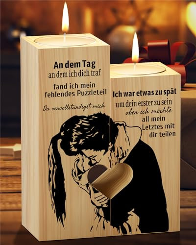 PRSTENLY Jahrestag Geschenk für Ihn Sie, Kerzenständer mit Ich Liebe Dich Geschenke für Männer Frauen, Valentinstag Hochzeitstag Geschenk für Partner Paare Frau Ehefrau, Valentinstagsgeschenk
