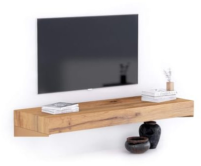 Mobili Fiver, Porta Tv sospeso Evolution 120x40, Rovere Rustico, Made in Italy