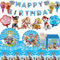 82PCS Wiederverwendbar Pappteller Kindergeburtstag Pow Dog Geburtstag Deko, Geburtstag Geschirr Set, Wiederverwendbar Becher Servietten Tischdecke Geschirr Set Partygeschirr Geburtstag