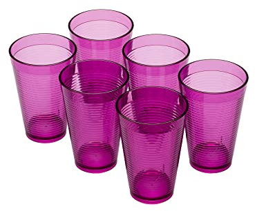 Omada Design 6 verres à cocktail/boissons de 400 ml, empilables, incassables, en plastique pour usage extérieur, ligne Samba