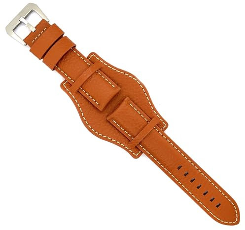 Uhrenarmband aus Leder Bison-Gravur Bund kompatibel mit Fossil CH2592 CH2564 CH2565 CH2891CH3051 18mm 20mm 22mm 24mm Ref 386 Hellbraun 24mm