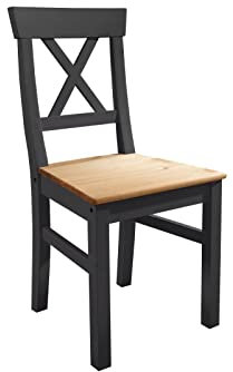 möbelando Holzstuhl WZ-0133 aus Kiefer massiv in grau mit Absetzungen in eichefarbig. Abmessungen (BxHxT) 49x91x49 cm