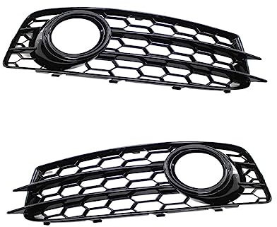WOLWES Griglia Paraurti Anteriore per Audi A3 8P S-Line 2009 2010 2011 2012 Griglia Anteriore A Nido d'Ape per Fendinebbia Nero Lucido