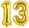 Vthoviwa 40 Zoll/18 Farbens Luftballon Zahlen 13/31 Golden, Helium Luftballon 13. Geburtstag Foil Ballon, 0123456789,10-19,20-25,30,40,50,60,70,80,90, Folienballon 13/31 Party Dekoration